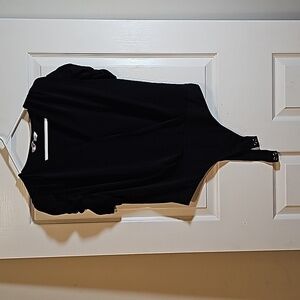 SO Bodysuit Black Rouched Sleeve Deep V Neck Size XL